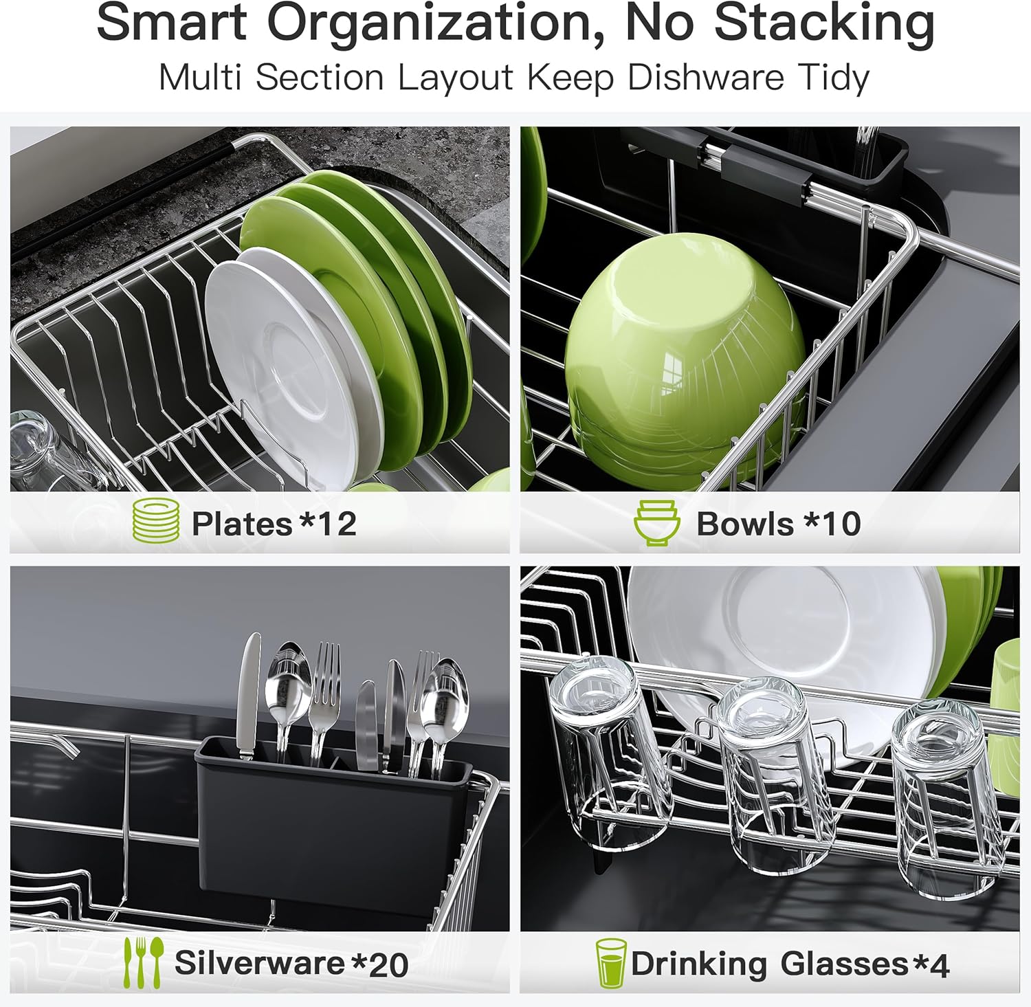Thumbnail 6 de JASIWAY Dish Drying Rack 15.5–23.2 in 🍽