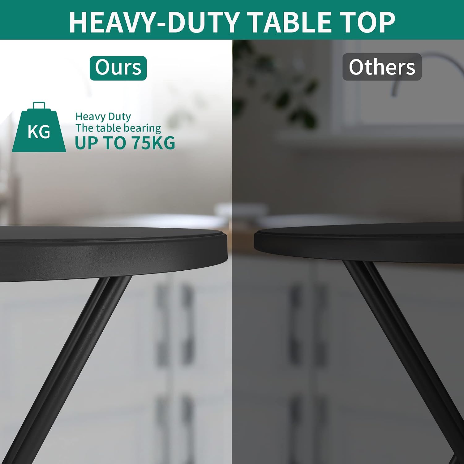 Thumbnail 4 de YITAHOME 80 cm runder Klapptisch – wetterfester Balkon- und Gartentisch mit Rostschutzrahmen