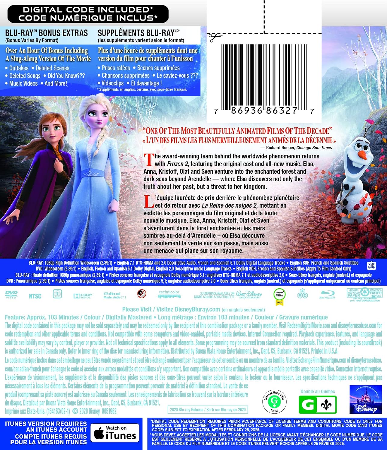Thumbnail 1 de Frozen 2 Blu-ray (Bilingual), Animated Adventure, PG Rated