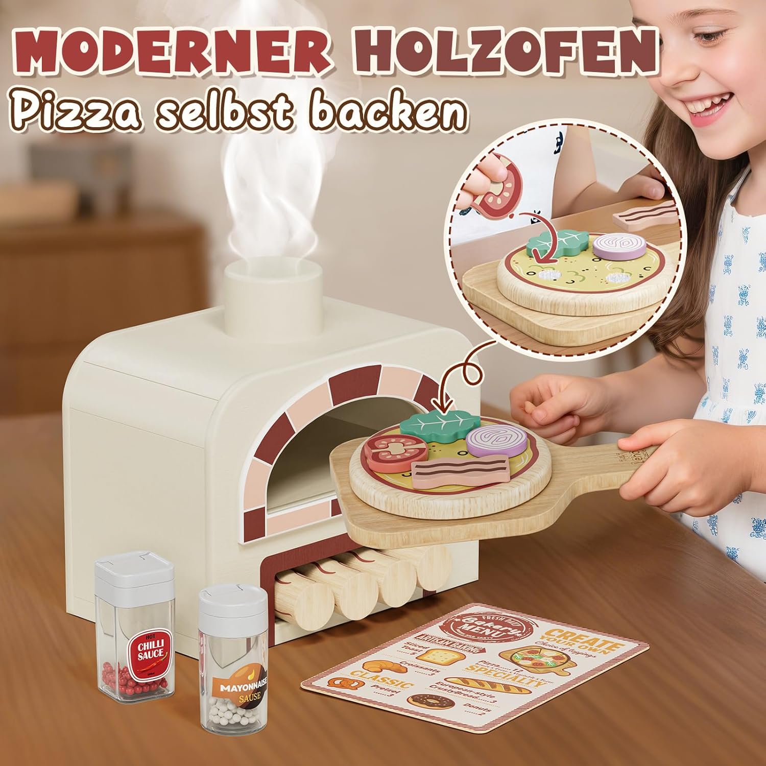 Detalle 2 de Lehoo Castle Kinderküche Zubehör Holz Spielset 🍽