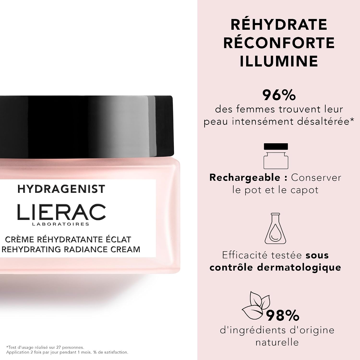 Detalle de Lierac Hydragenist Rehydrierende Creme (50 ml) – intensive Feuchtigkeit für normale bis trockene Haut