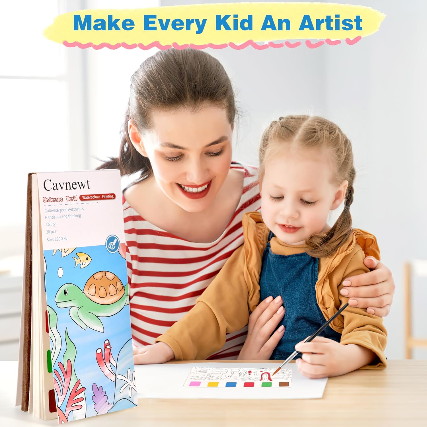 Thumbnail 6 de Cavnewt Pocket Watercolor Painting Book – 21 Pages Travel Set for Kids 3–8