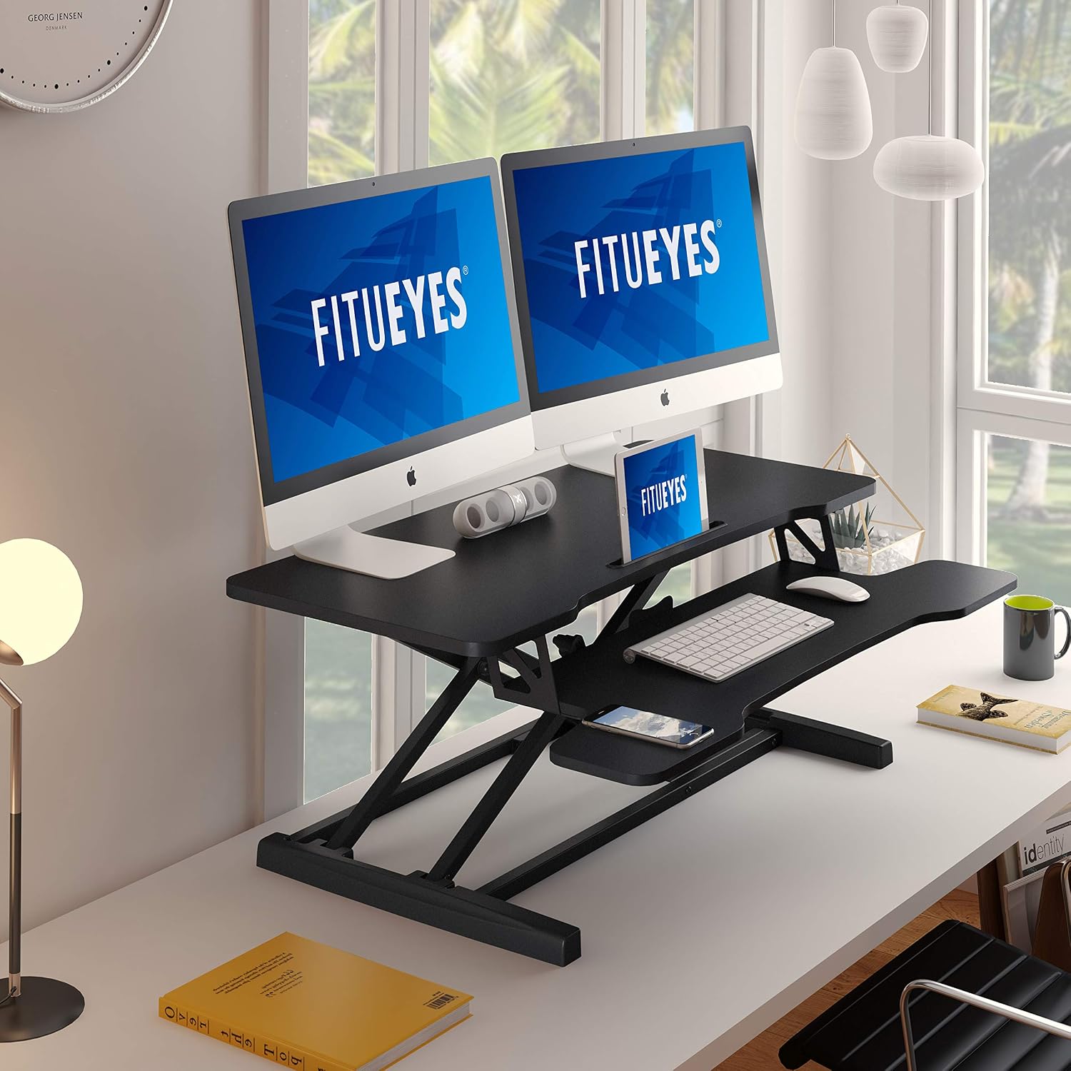 Thumbnail 5 de FITUEYES 36" Height Adjustable Standing Desk Converter (SD309101WB) – Sit-to-Stand Riser for Laptops and Dual Monitors