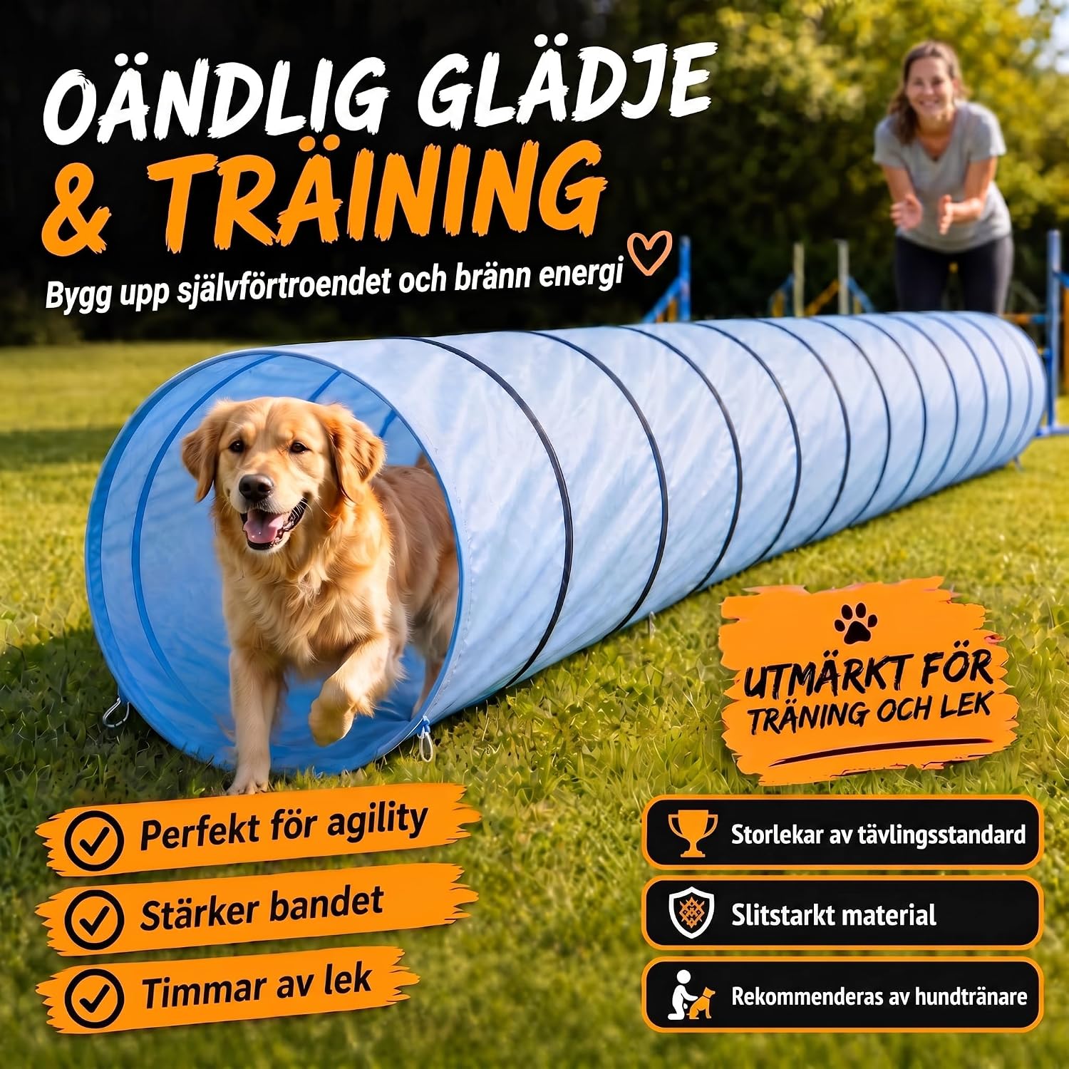 Thumbnail 1 de GOODS+GADGETS Agilitytunnel för hund, 500 x 60 cm, böjbar nylon