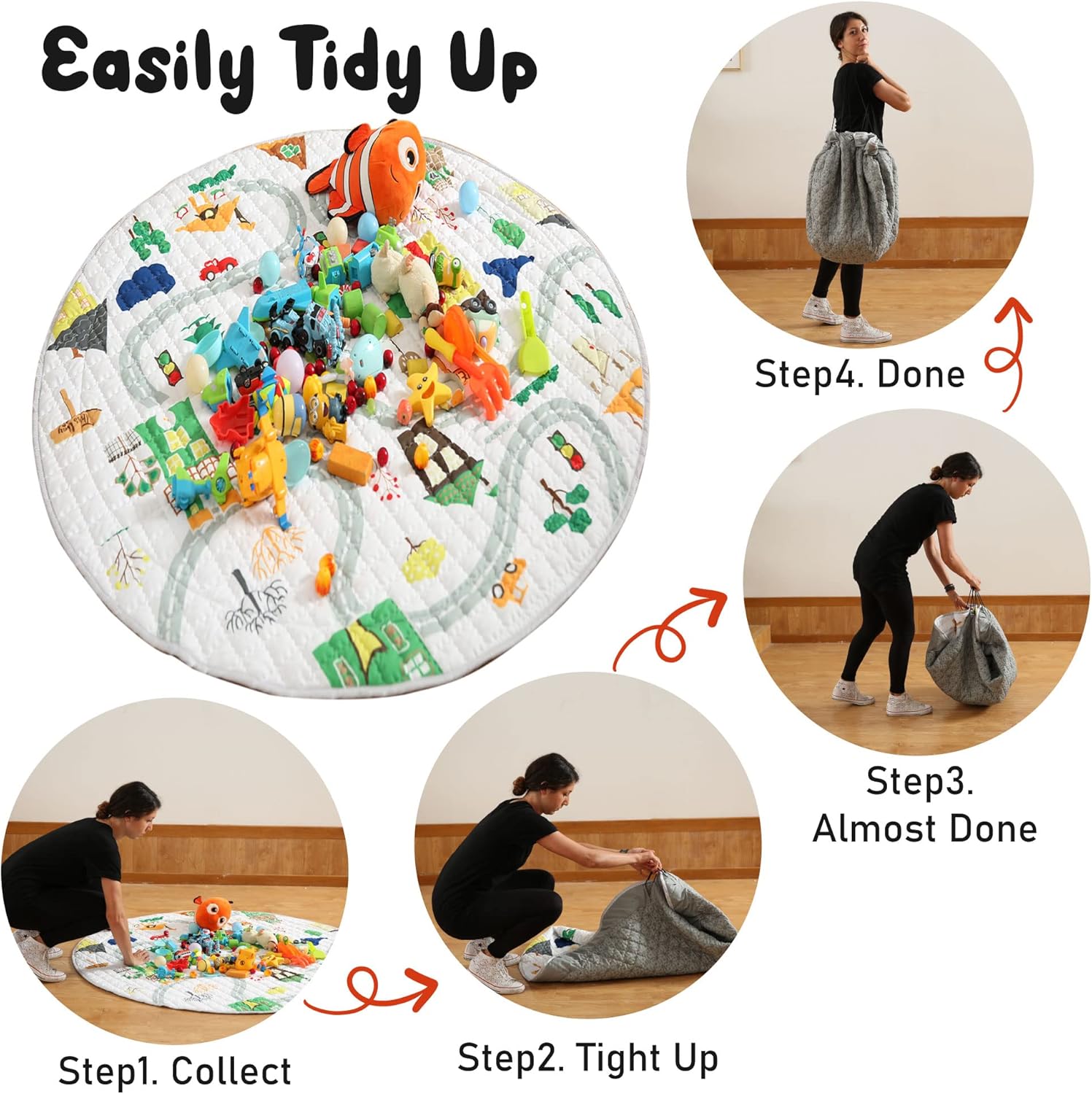 Thumbnail 4 de Tapis d’éveil pliable Winthome (150 cm) avec sac de rangement antidérapant et non toxique