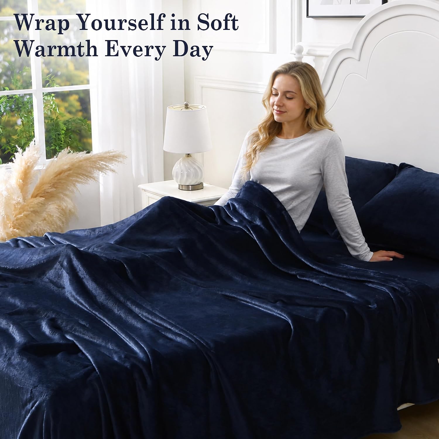 Thumbnail 6 de Viviland SHTNAVYF Full/Double Fleece Sheet Set, Navy, 200 GSM, 15" Pocket