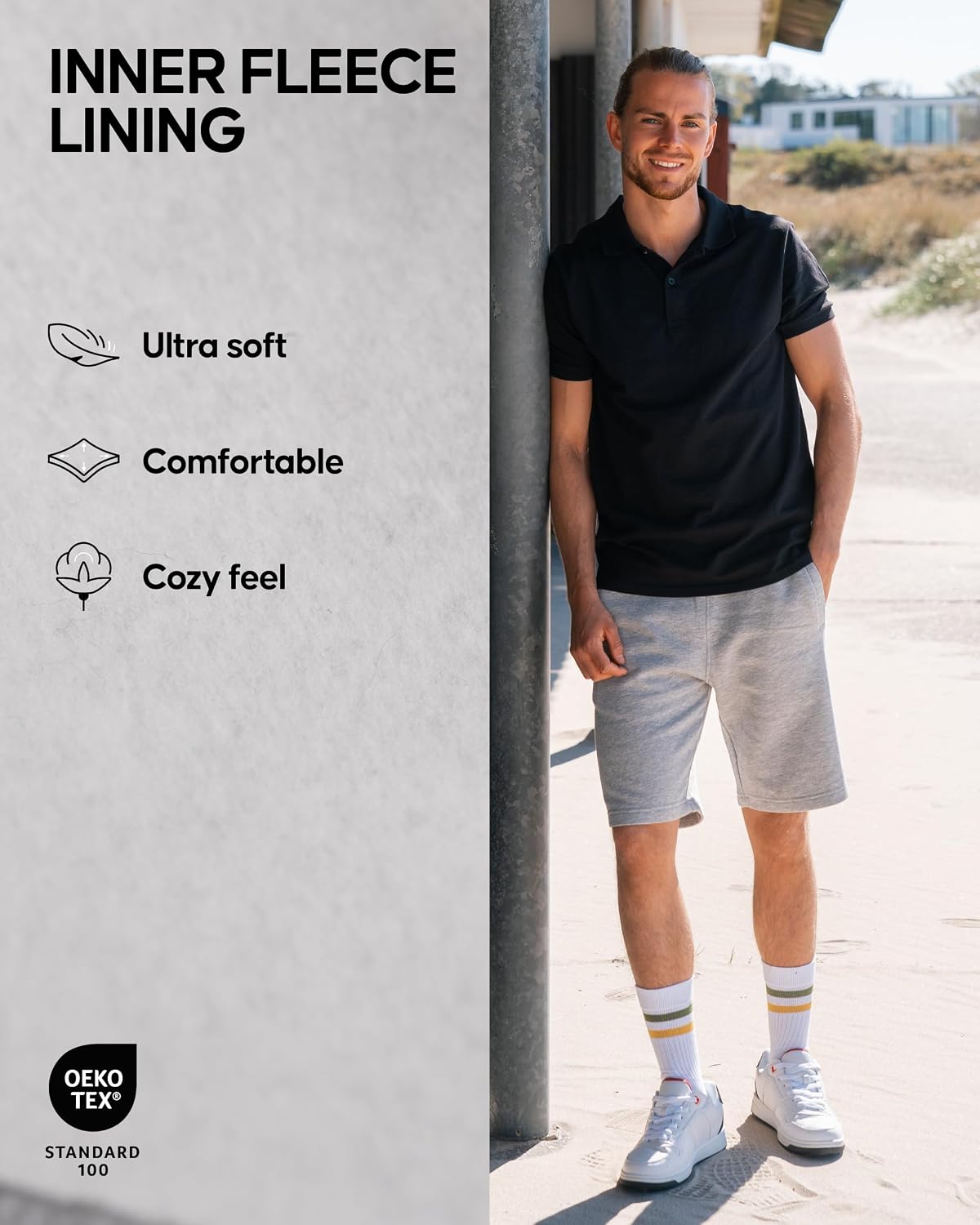 Thumbnail 3 de DANISH ENDURANCE Men's Sweat Shorts with Fleece Lining, Pockets and Drawstring Waist