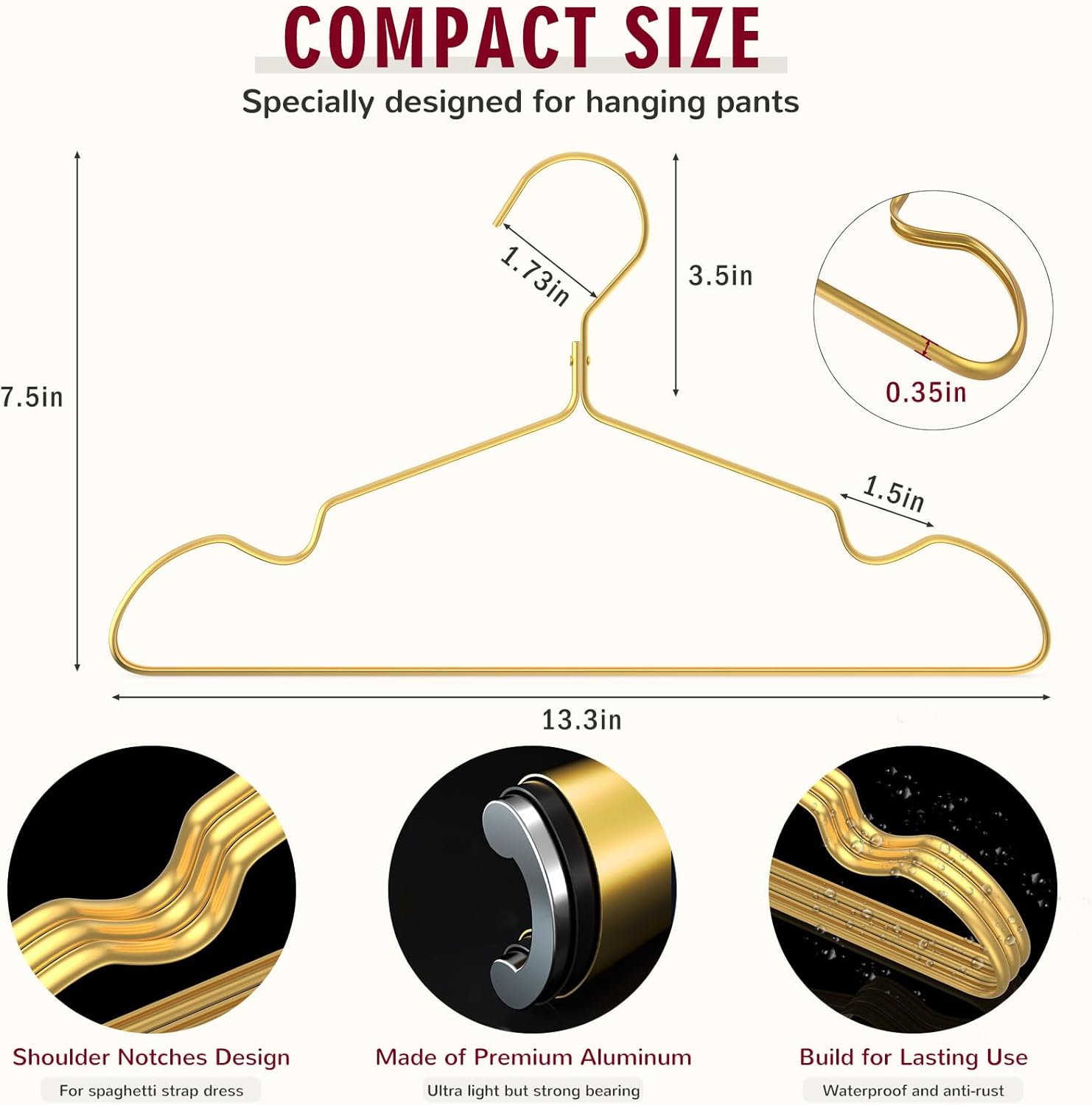 Thumbnail 2 de DOIOWN Gold Pants Hangers 12 Pack 13.3” Matte Aluminum 💼