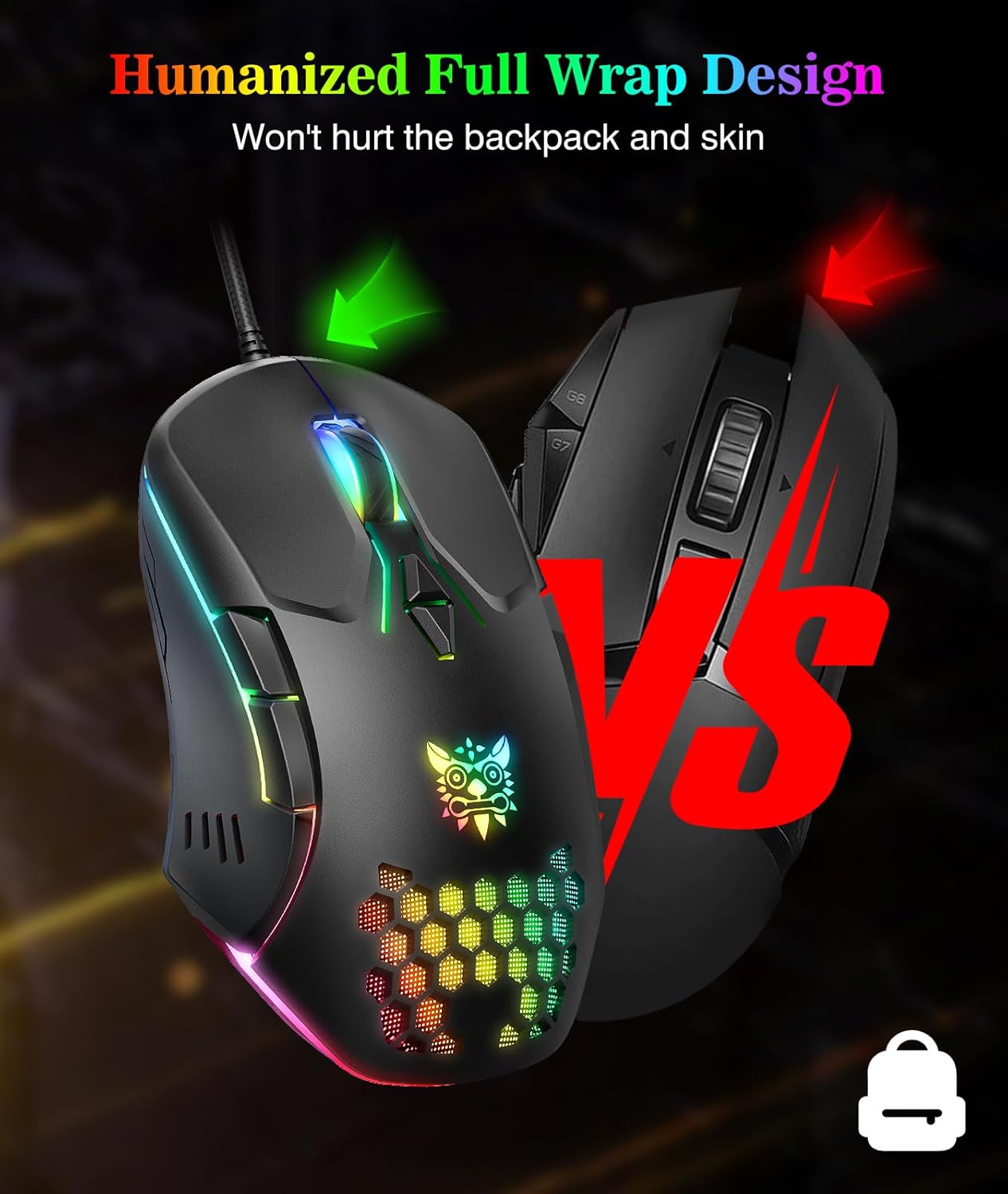 Detalle 2 de Wired PC Gaming Mouse 7-button, Adjustable DPI 🖱