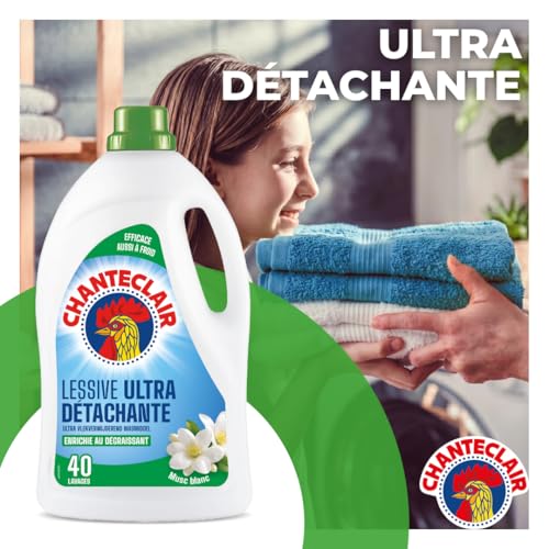 Thumbnail 5 de Chanteclair Lessive Liquide Musc Blanc 40 Lavages – 8x1800 ml, nettoyage efficace à basse température