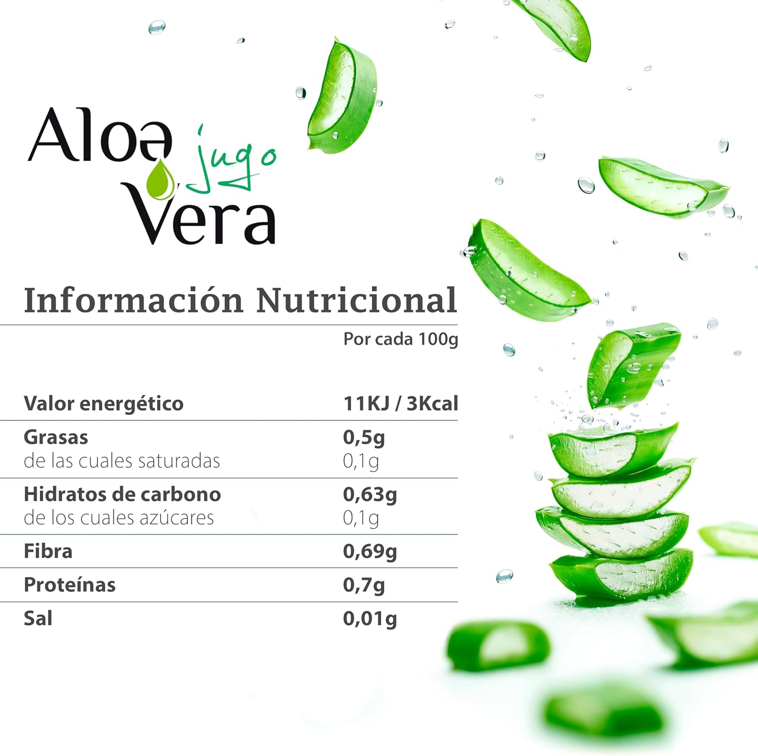 Detalle de DRASANVI Jugo de Aloe Vera 100% Puro BIO 1l