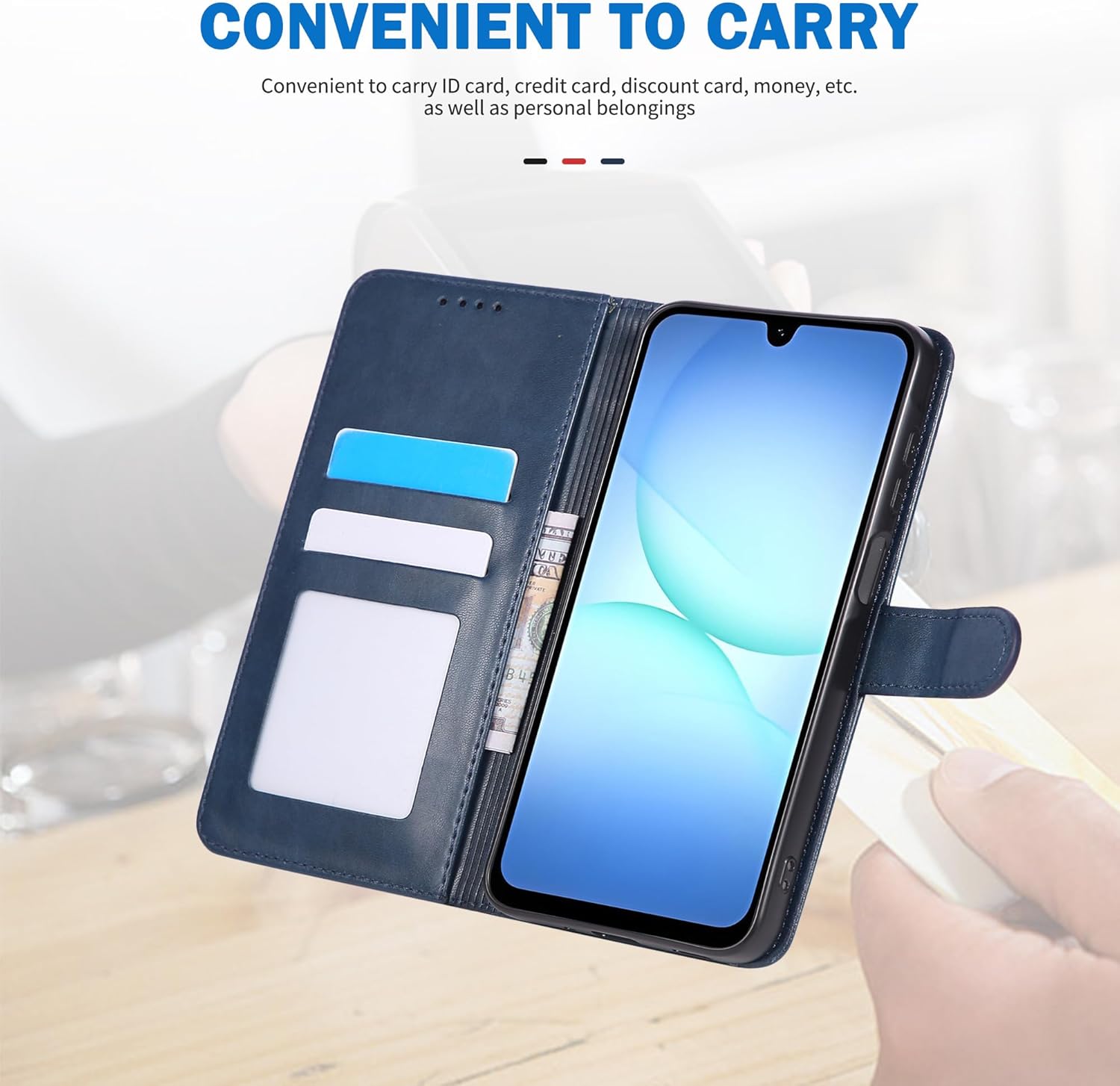 Thumbnail 2 de ARRYNN Handyhülle für Samsung Galaxy A17 5G/4G (6,7 Zoll) mit Schutzfolie – Flip Wallet in Blau