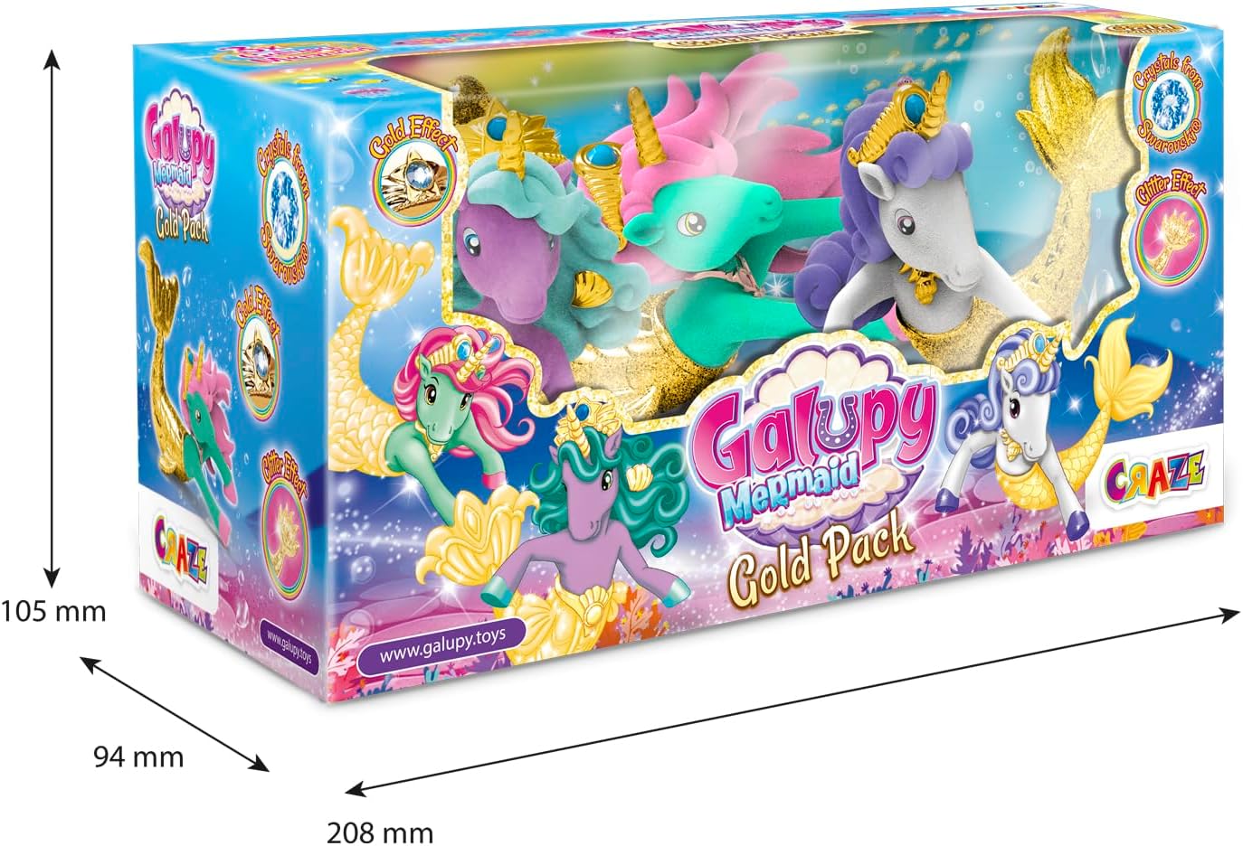 Thumbnail 6 de GALUPY Mermaid Gold Pack : pack de 3 figurines licorne mi-licorne mi-sirène avec cristal Swarovski