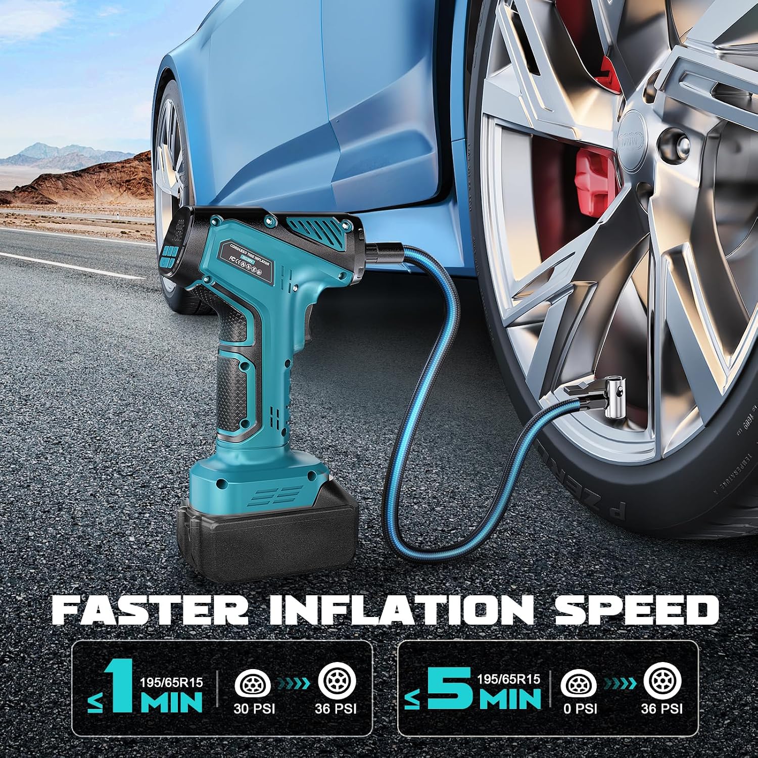 Detalle de Ecarke Cordless Tire Inflator 10 bar
