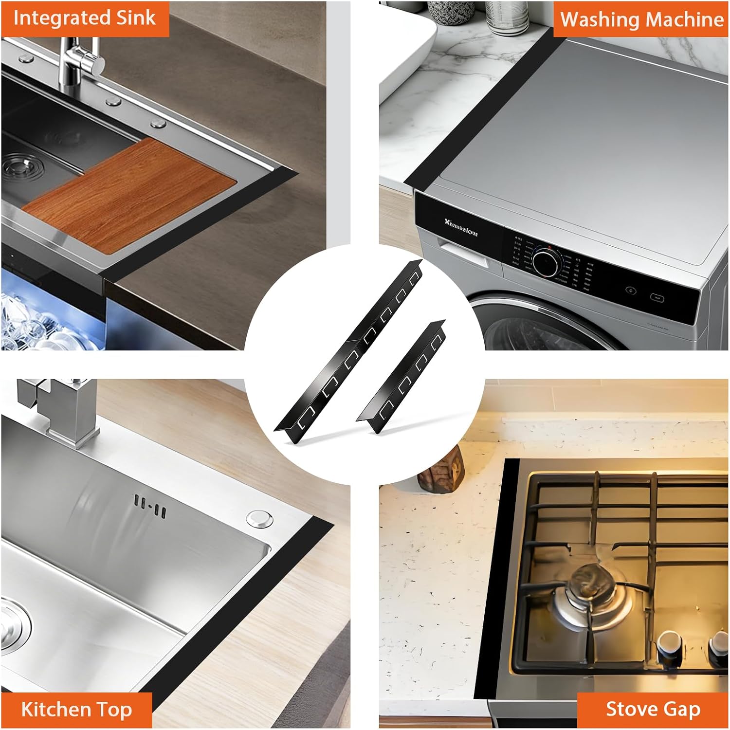 Thumbnail 6 de DVYY T design stove gap covers, adjustable stainless steel 2-pack, 13.8–27.5 in.