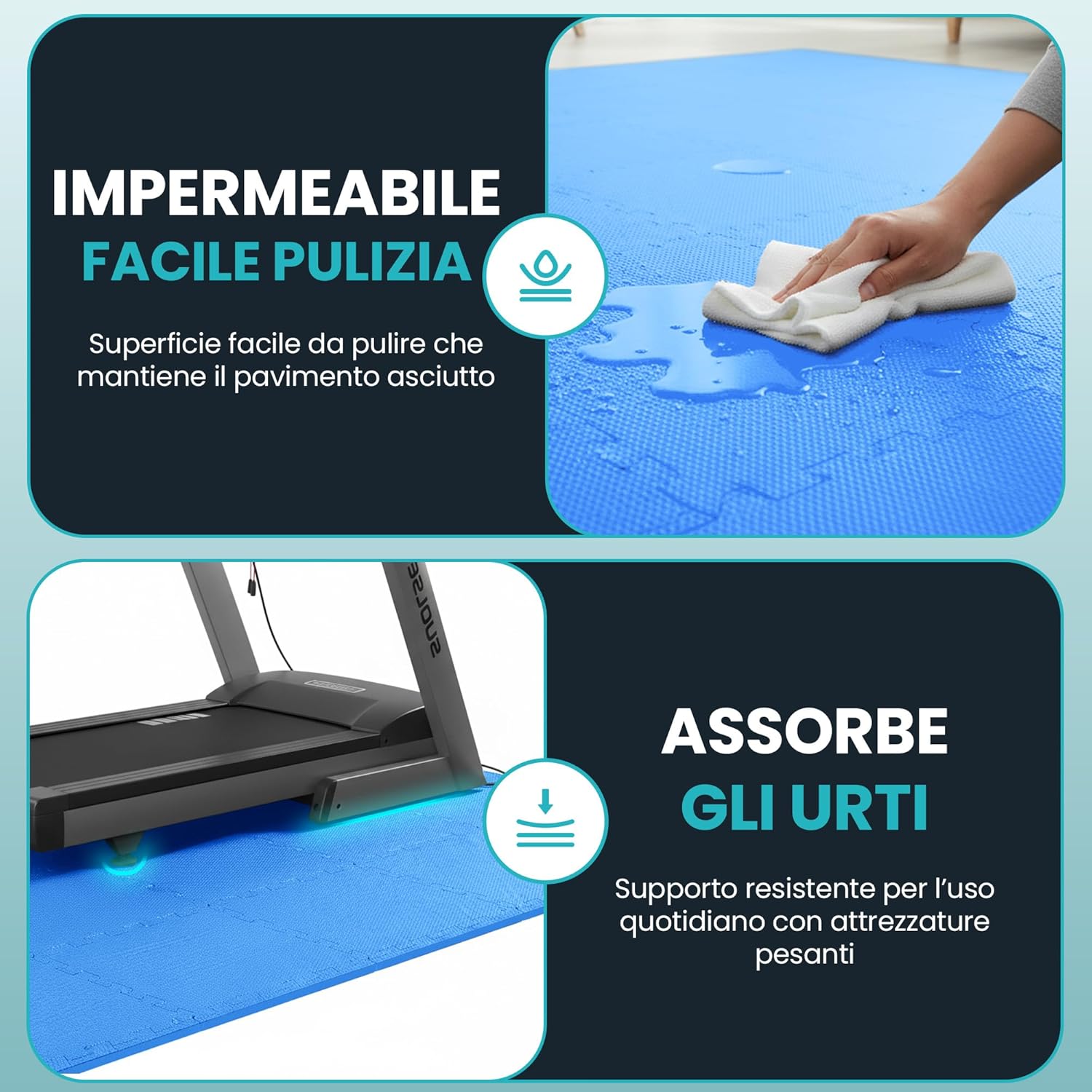 Thumbnail 6 de Tappeto da fitness a puzzle in EVA: set da 21 tappetini componibili (Materassino antiscivolo) per palestra, garage e hobby