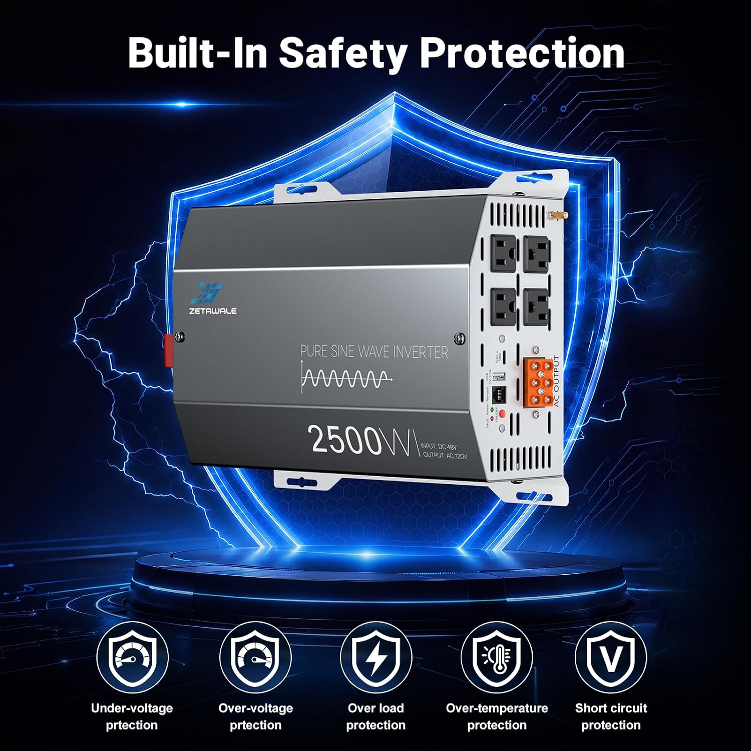 Thumbnail 6 de ZETAWALE ZT-GXTK48V40 48V 2500W Pure Sine Wave Inverter with LCD Remote