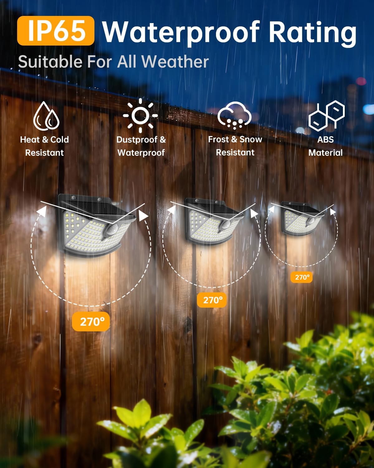 Detalle 2 de Aootek New Solar Motion Sensor Lights 120 LEDs (6-Pack) with 270° Wide Angle, IP65 Waterproof