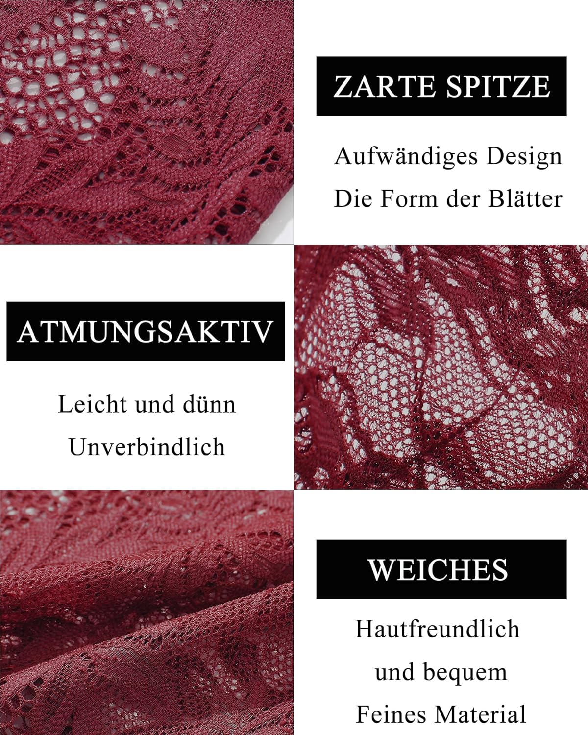 Thumbnail 3 de FINETOO 5er Pack Damenunterwäsche mit Spitze (Slip/Boxershorts-Style) – S bis XXL