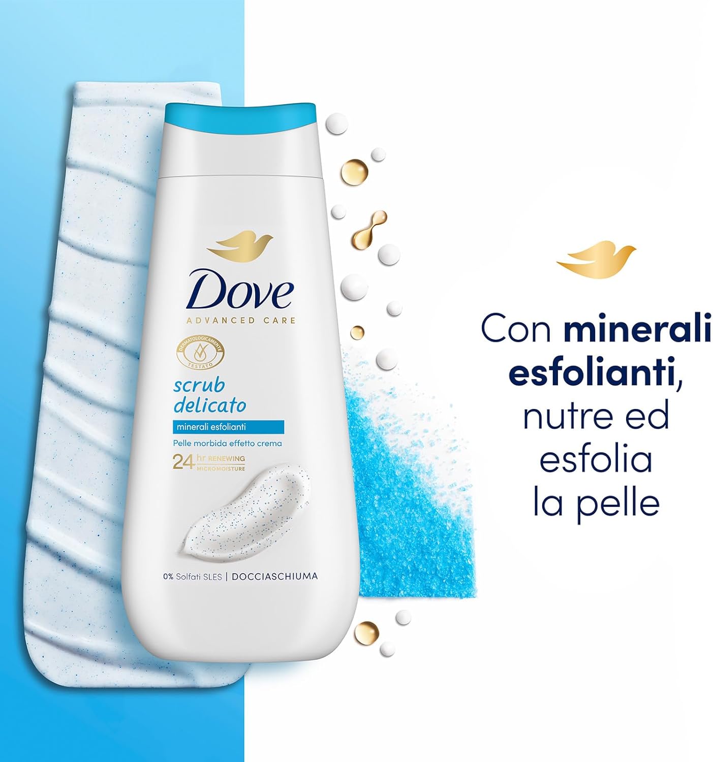 Thumbnail 1 de Dove Scrub Delicato: Bagnoschiuma Idratante per il microbioma, 6x225 ml