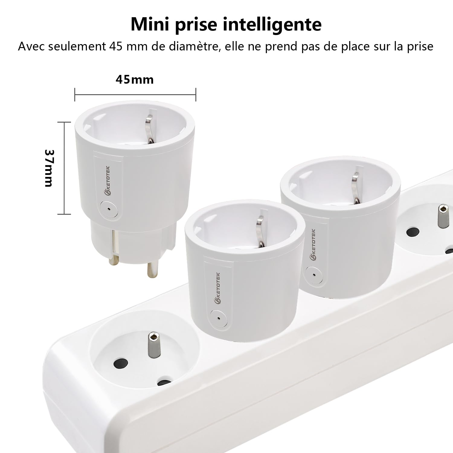 Thumbnail 4 de KETOTEK Mini Prise connectée WiFi avec mesure de consommation (pack de 4) compatible Alexa et Google Assistant