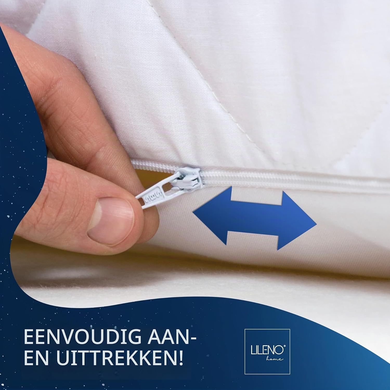 Thumbnail 5 de LILENO HOME matrasovertrek 90 x 200 cm met rits, gewatteerd en wit