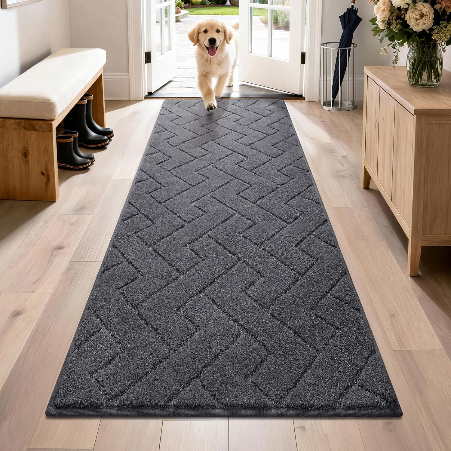 Detalle de PURRUGS Dirt Trapping Door Mat 32" x 70" — Non-Slip, Machine Washable Entry Rug for Muddy Shoes & Paws