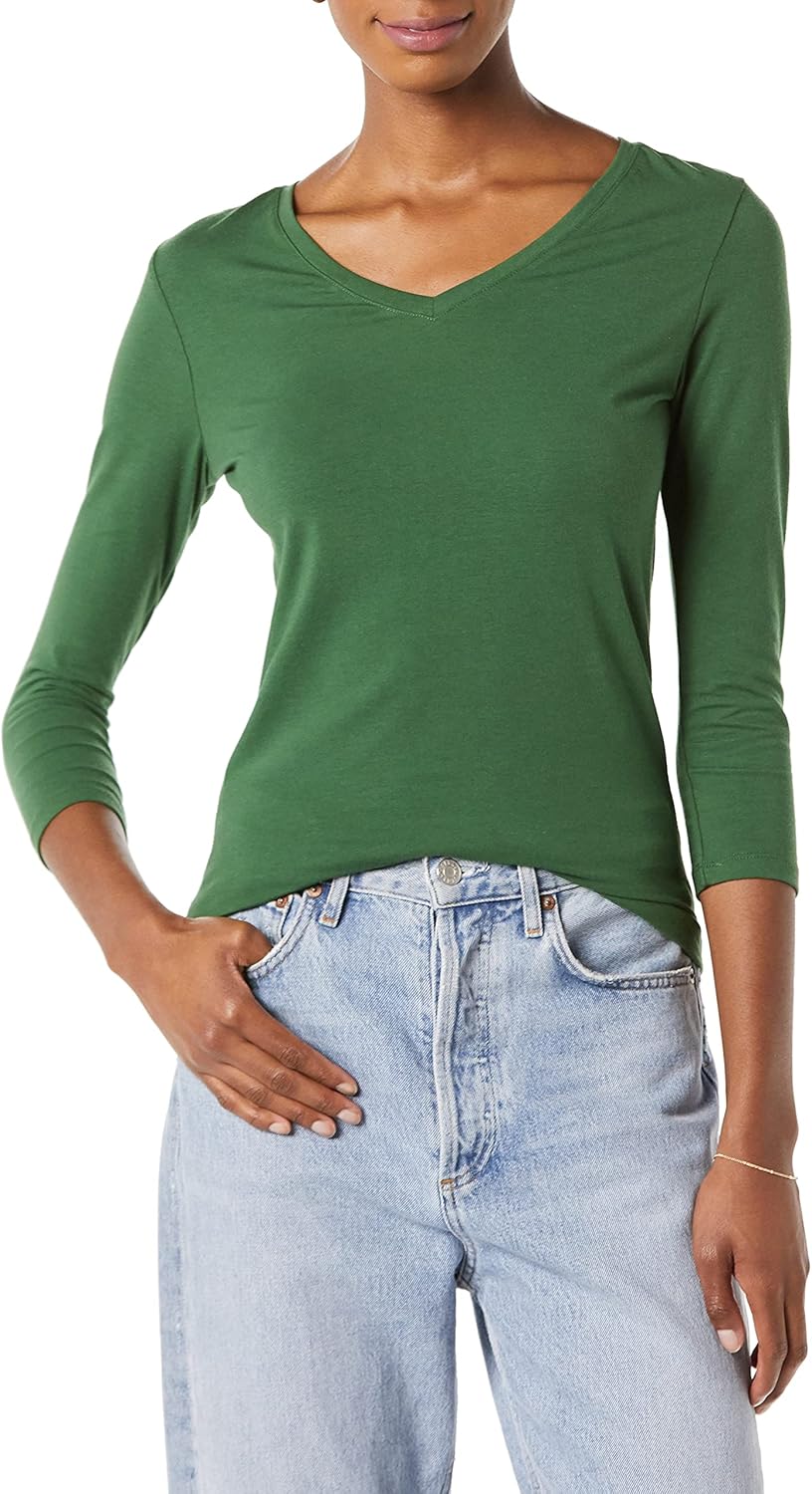 Thumbnail 6 de Amazon Essentials Donna T-Shirt Maniche 3/4 e Scollo a V - Vestibilità Classica (Disponibile in Taglie Forti)