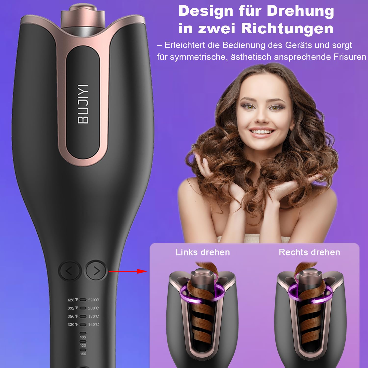 Detalle 2 de BUJIYI Lockenstab Automatisch 4 Temperaturen 💇♀