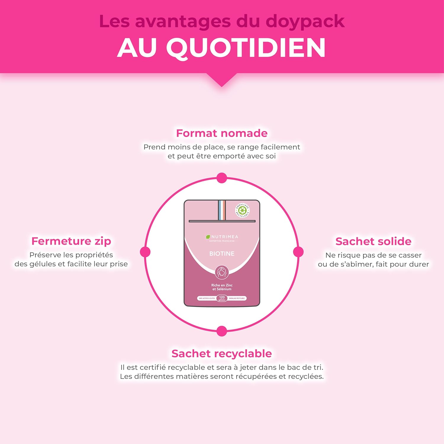 Thumbnail 6 de Biotine Nutrimea (120 gélules vegan) – complexe vitamine B8, zinc, sélénium et pépins de courge