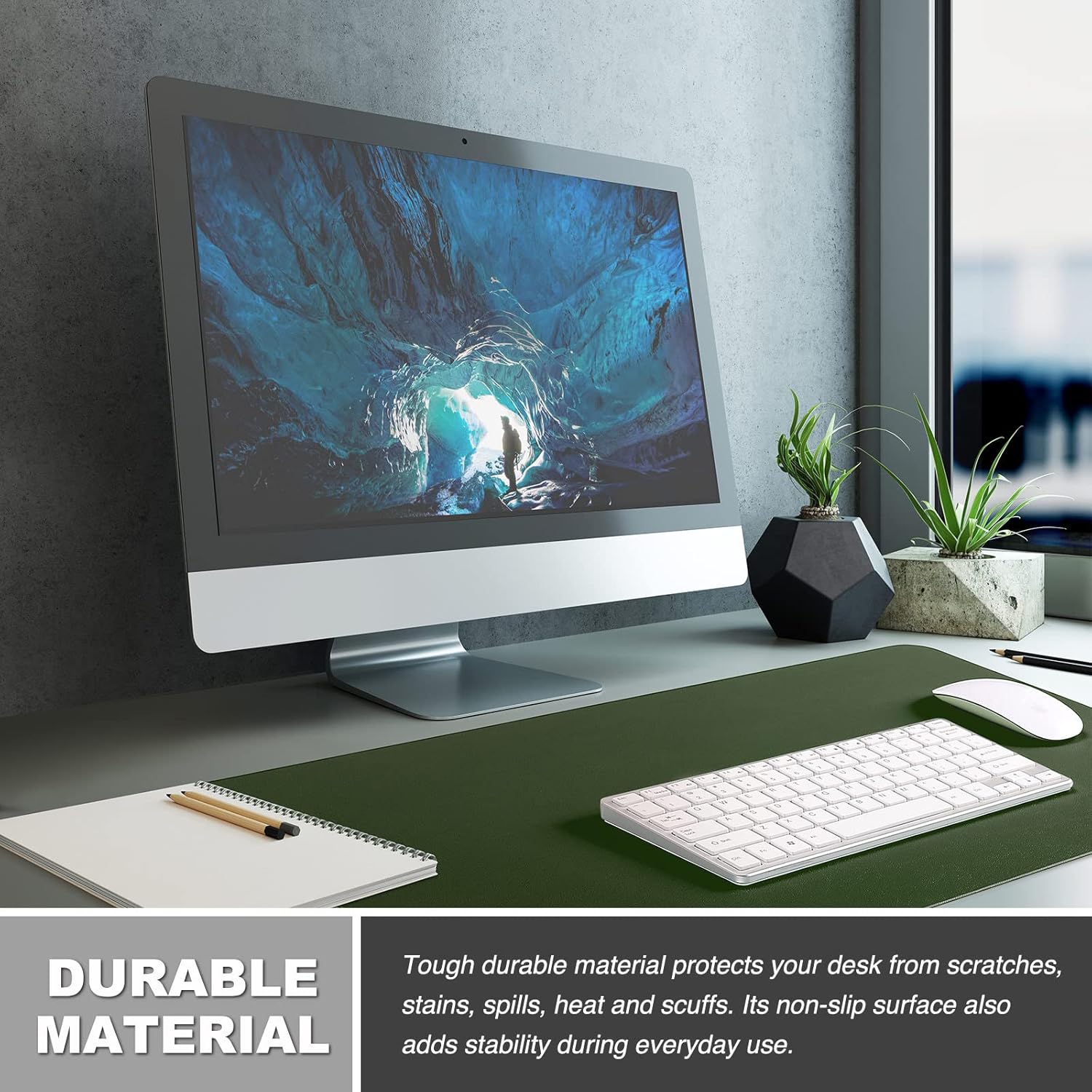 Thumbnail 4 de K KNODEL Large Office Leather Desk Mat (80x40cm) in Dark Green