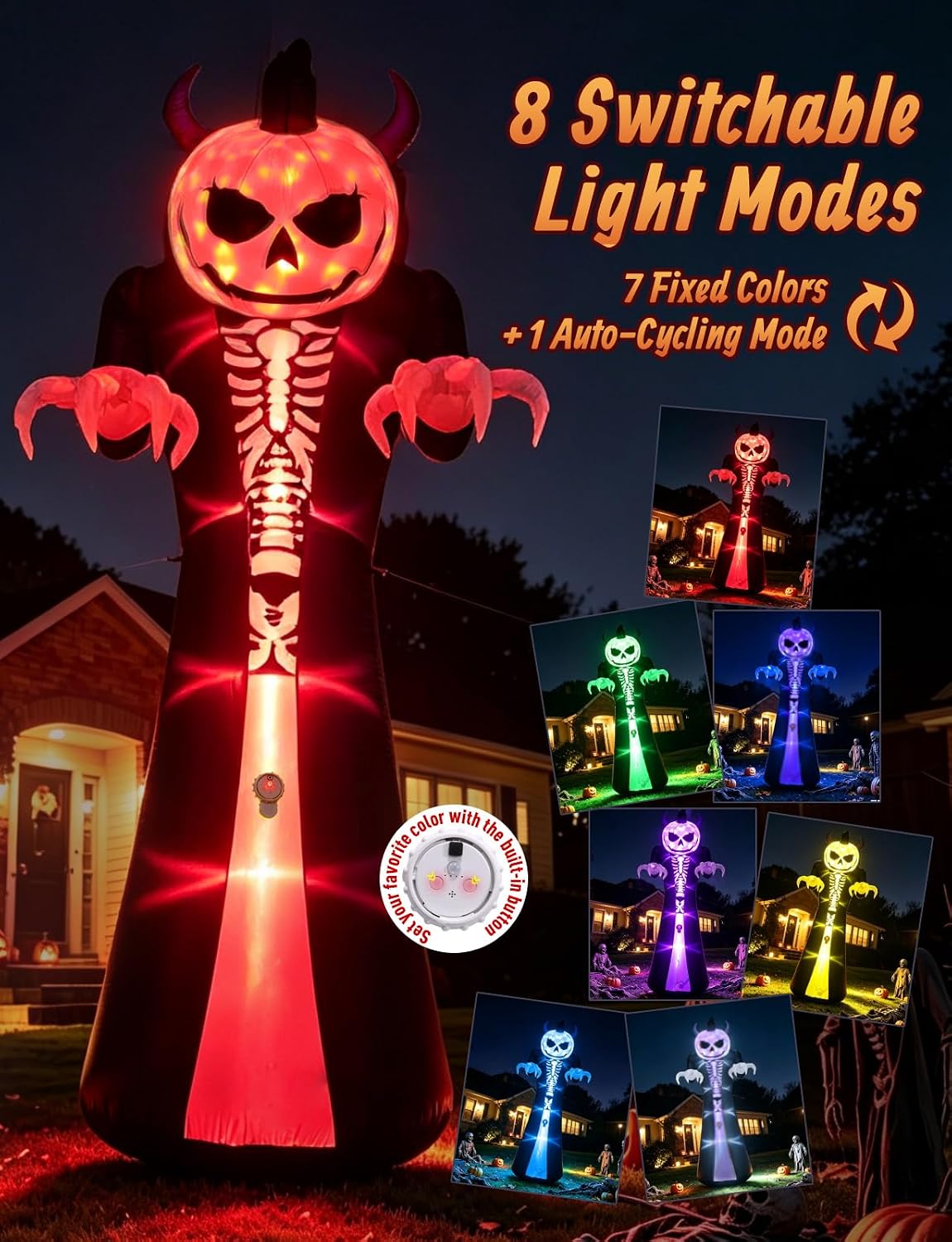 Detalle de Elegear LE-CO-0020-US 10FT Grim Reaper Halloween Inflatable with Motion-Activated Scream