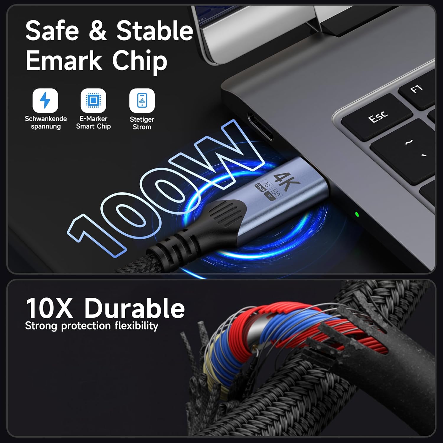 Thumbnail 2 de BAWIOFIAU USB C Kabel auf USB C 6M – USB 3.2 Gen 2, 20 Gbps, 100W PD, 4K@60Hz