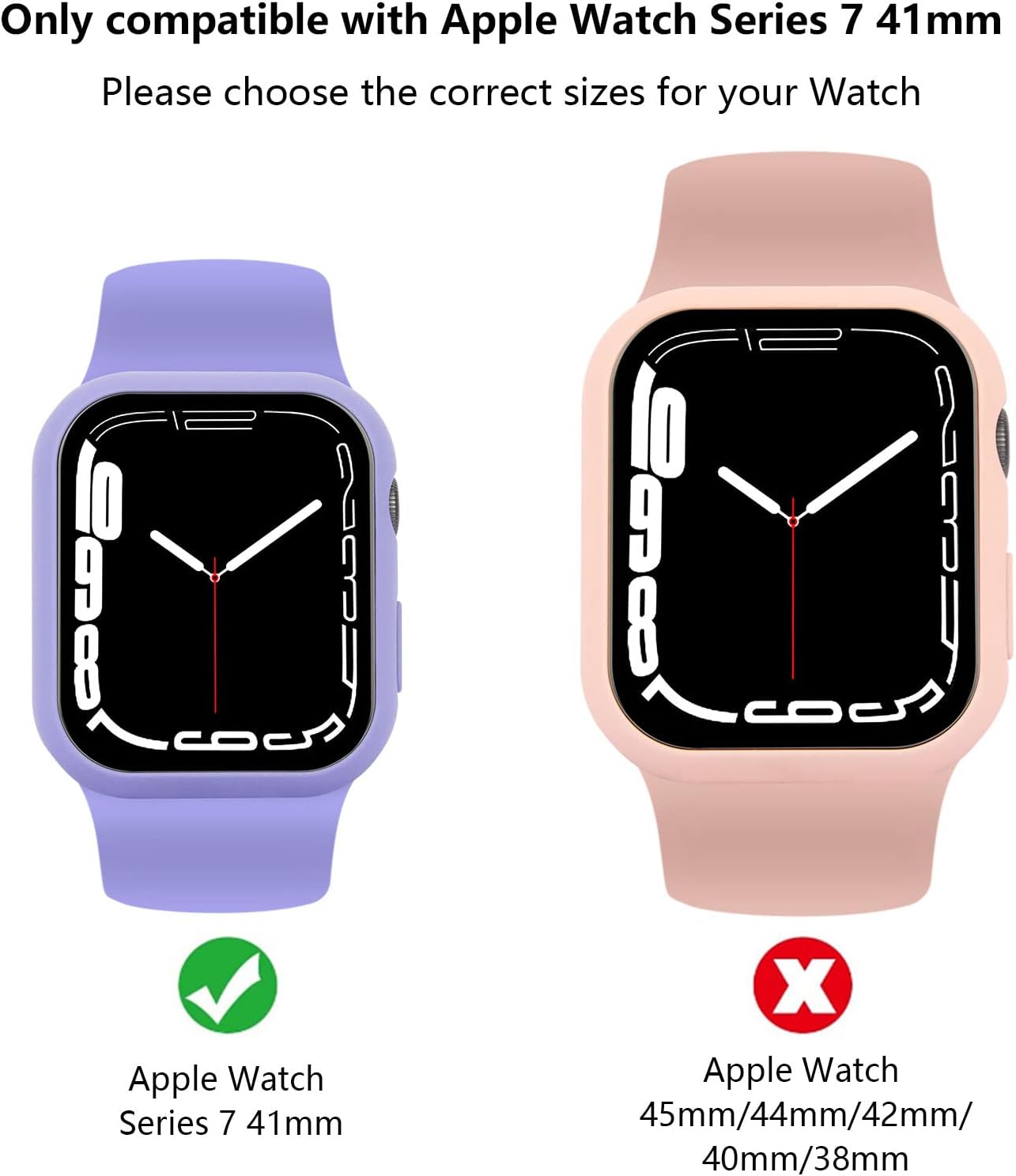 Detalle 2 de AOTUAO 4 Pezzi Cover per Apple Watch 41mm Series 9/8/7 – Protezione Schermo Temperato Trasparente