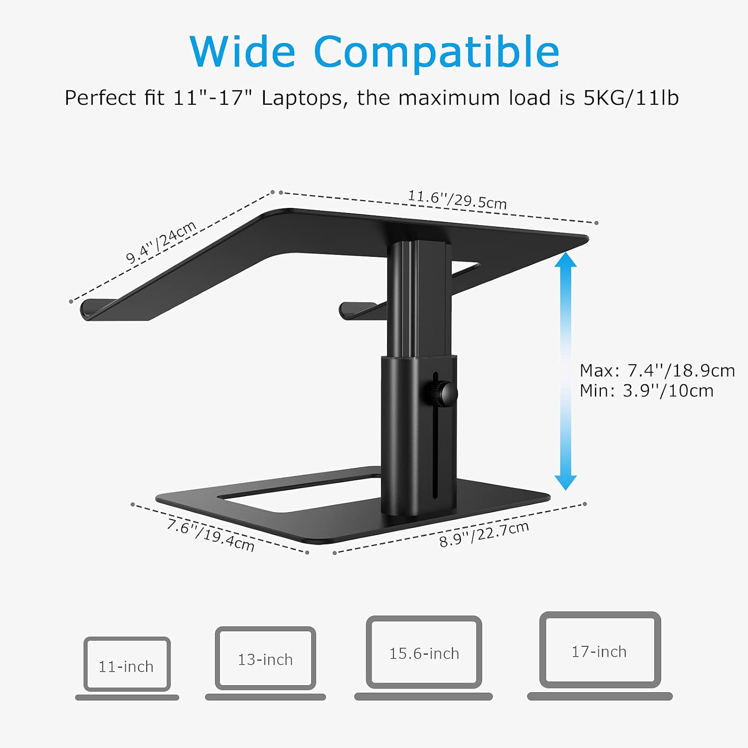 Detalle 2 de BoYata laptop stand, height adjustable 10 to 18.9cm