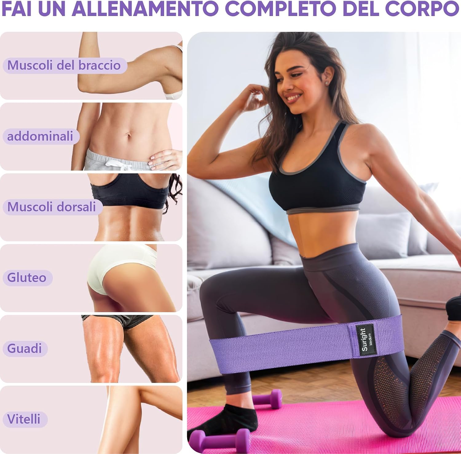 Thumbnail 4 de Suright Elastici Fitness 34x8 cm 3 livelli