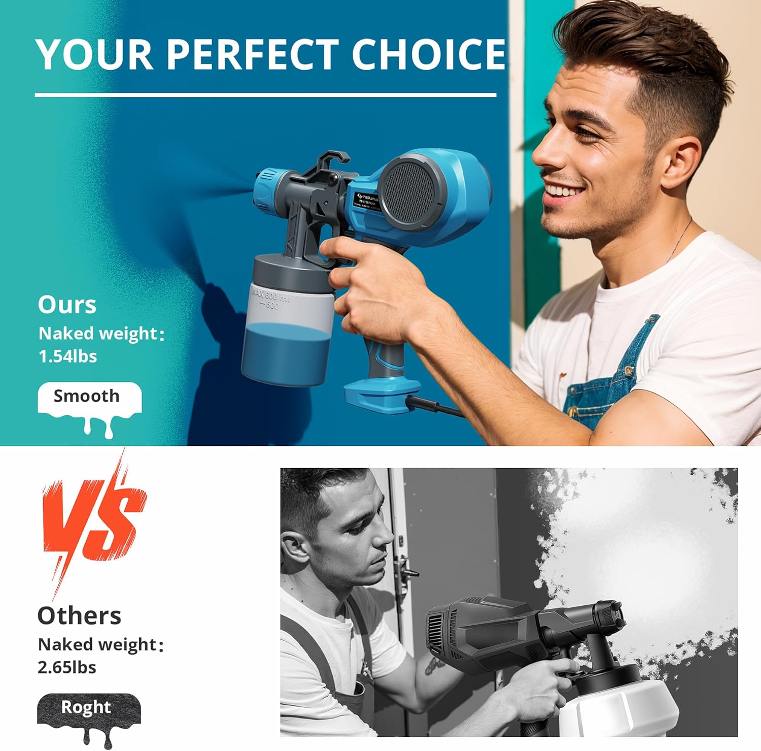 Thumbnail 6 de Tilswall electric paint sprayer for beginners with 4 nozzles and 3 spray patterns