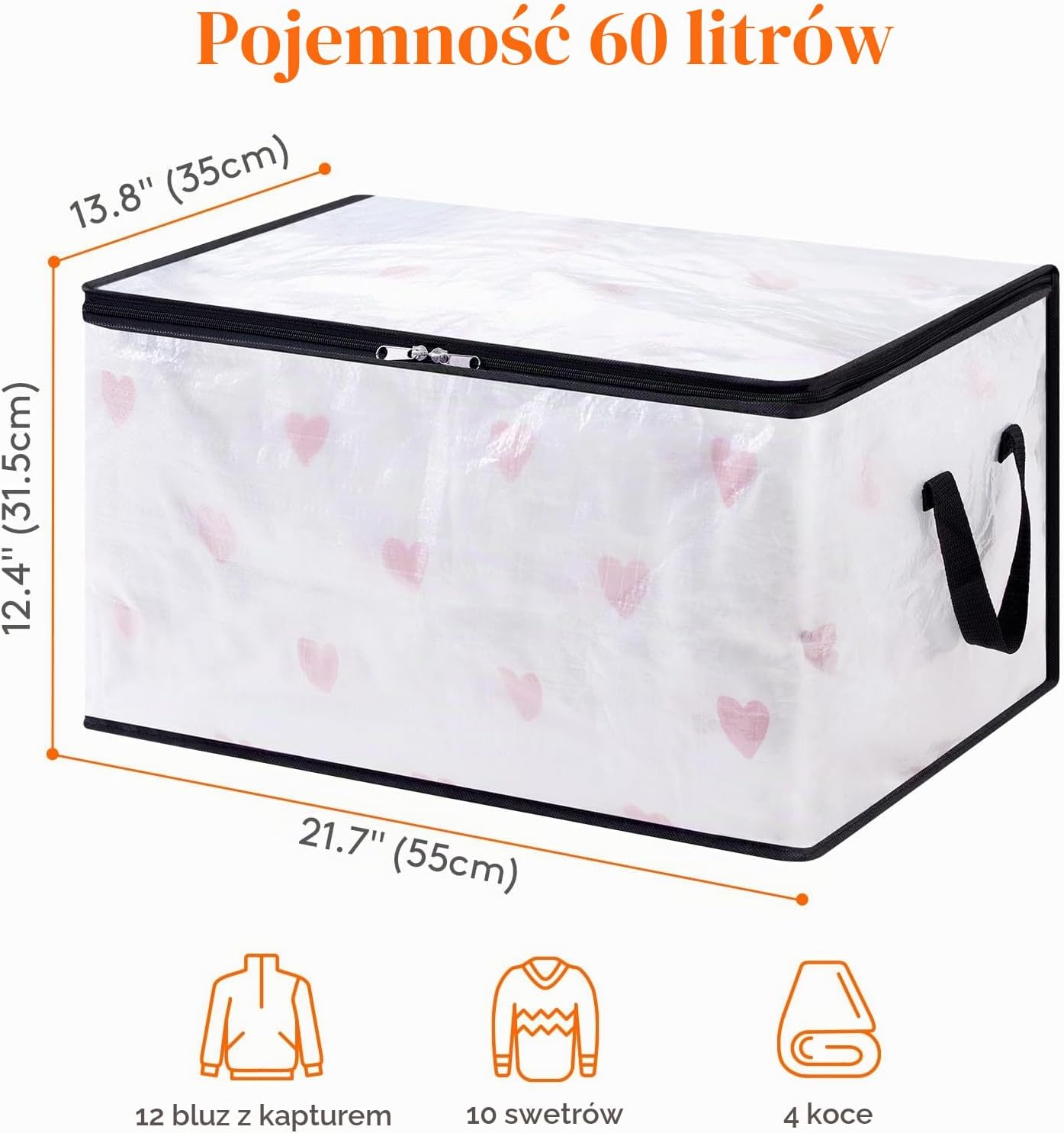 Detalle de Lifewit 23127 – zestaw 4 przezroczystych toreb 60 l z PP