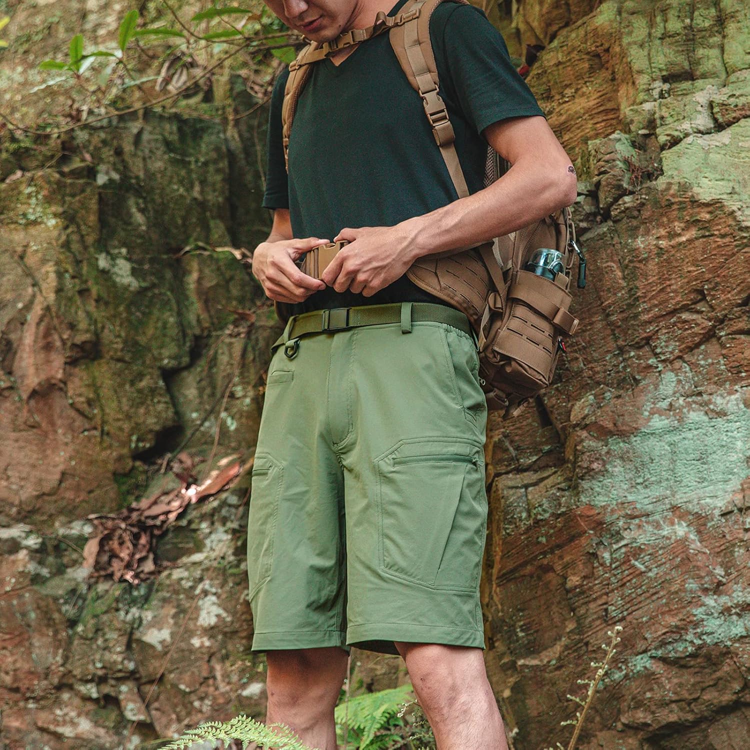 Thumbnail 6 de Shallowlulu Men's Cargo Hiking Shorts: Water-Resistant, Quick-Dry, Lightweight with Nylon Belt