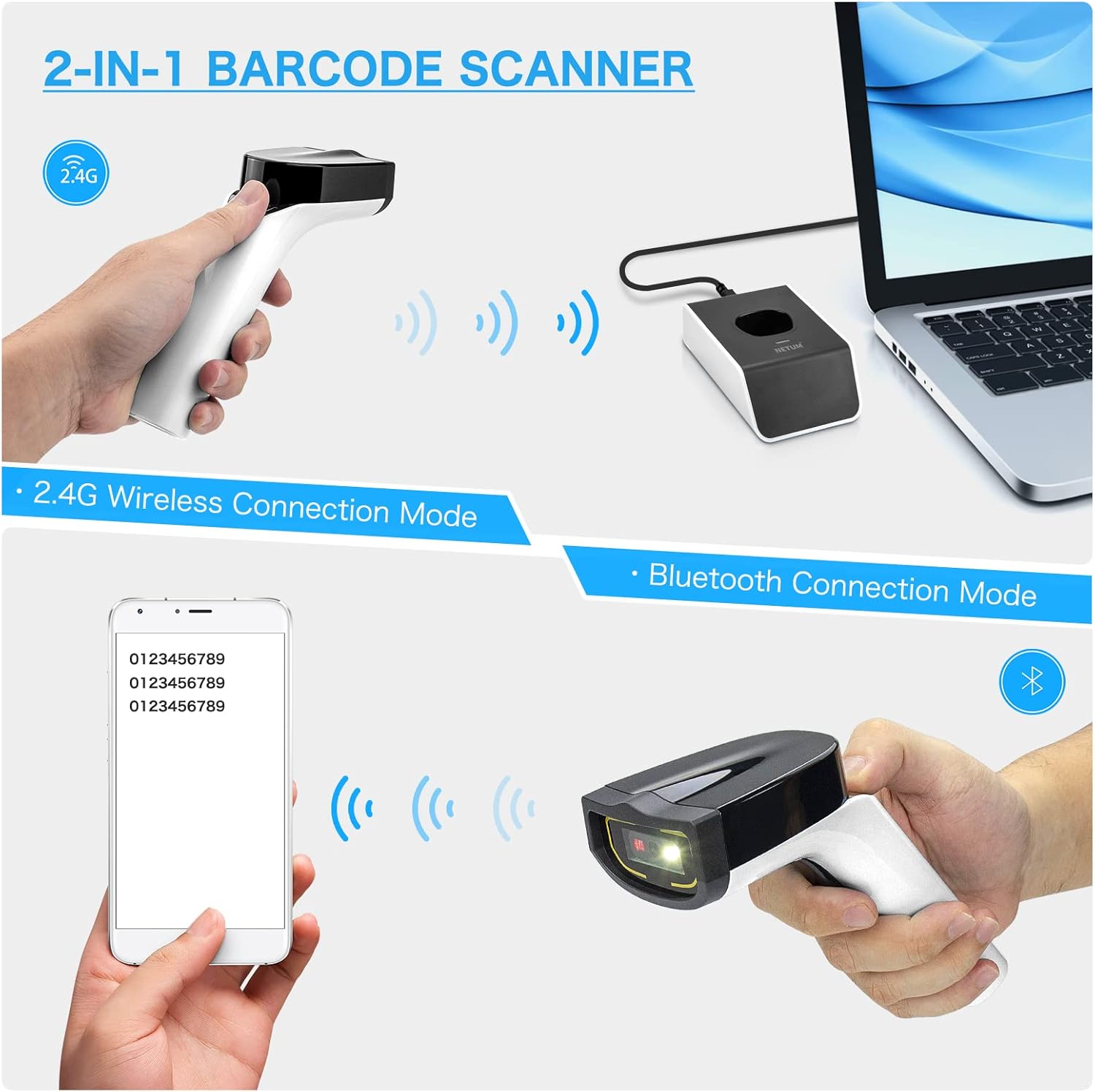 Detalle de NETUM DS7500-WH scanner codes 2D 40 h