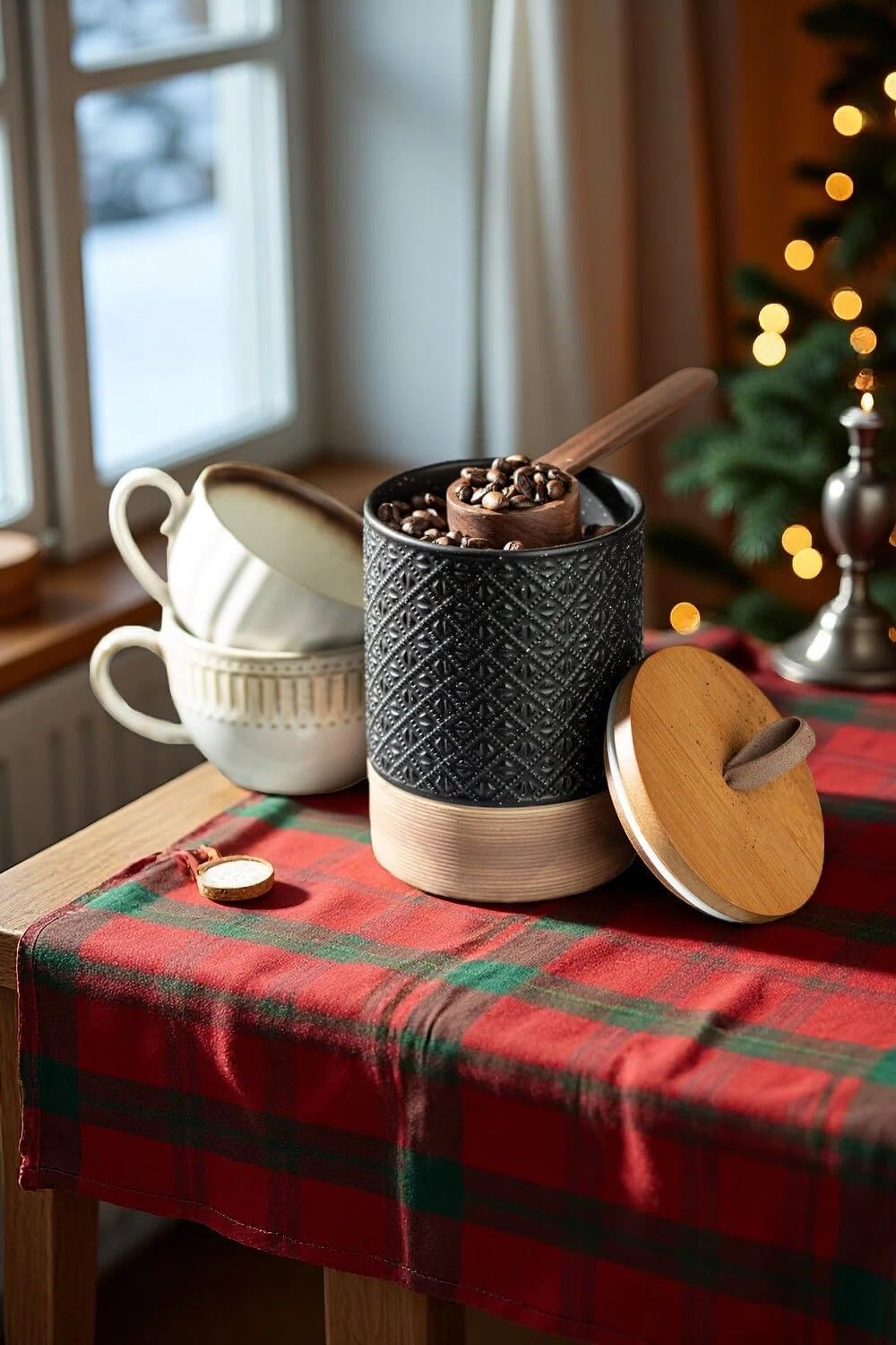 Thumbnail 1 de Miamolo Ceramic Jar with Lid (28 fl. oz) Airtight Coffee Canister, Black