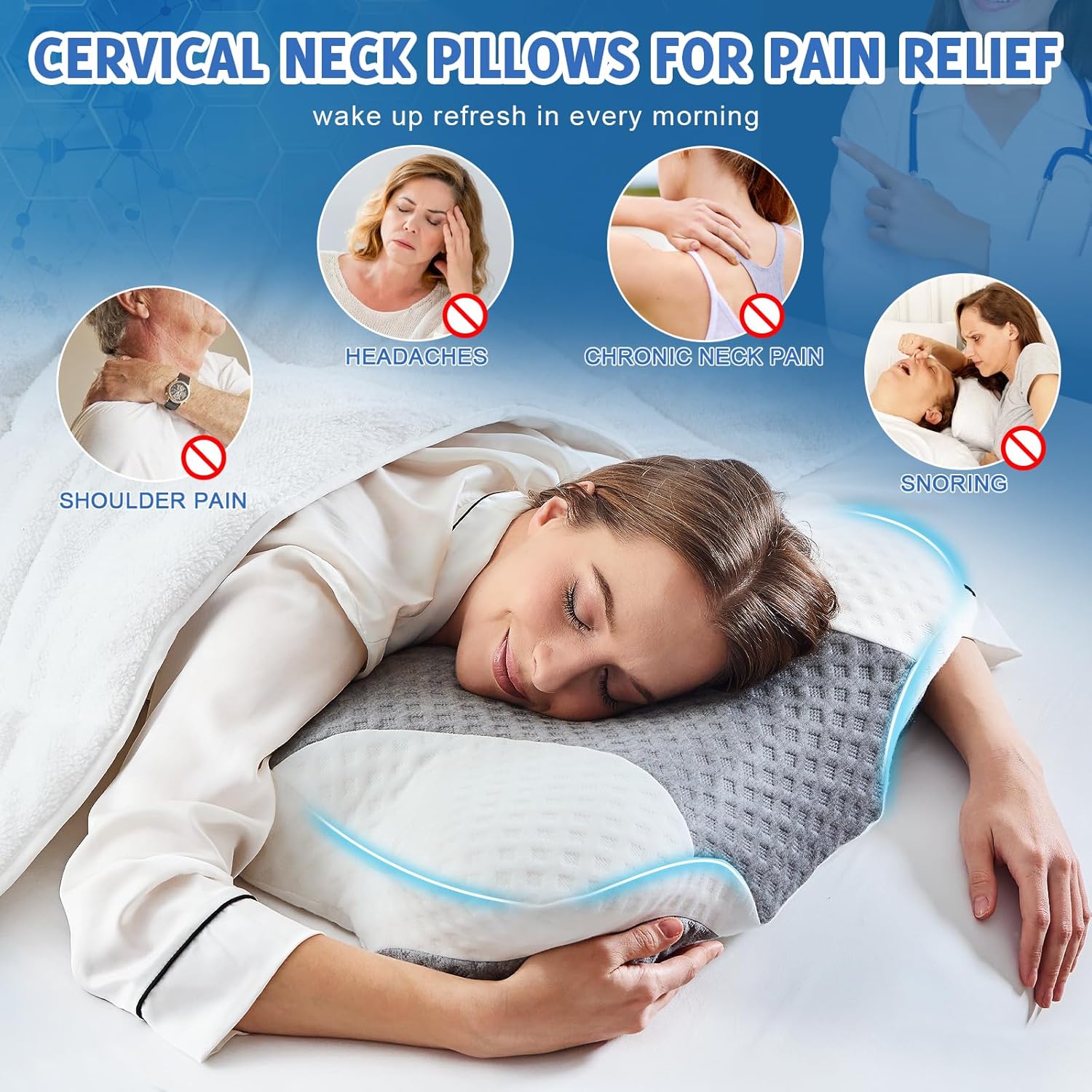 Thumbnail 5 de VJASD Memory Foam Cervical Neck Pillow
