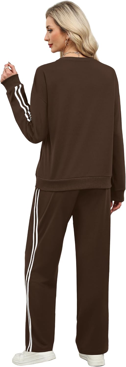 Detalle 1 de Sampeel 2-Piece Color-Block Sweatsuit Set for Women with Striped Sleeves
