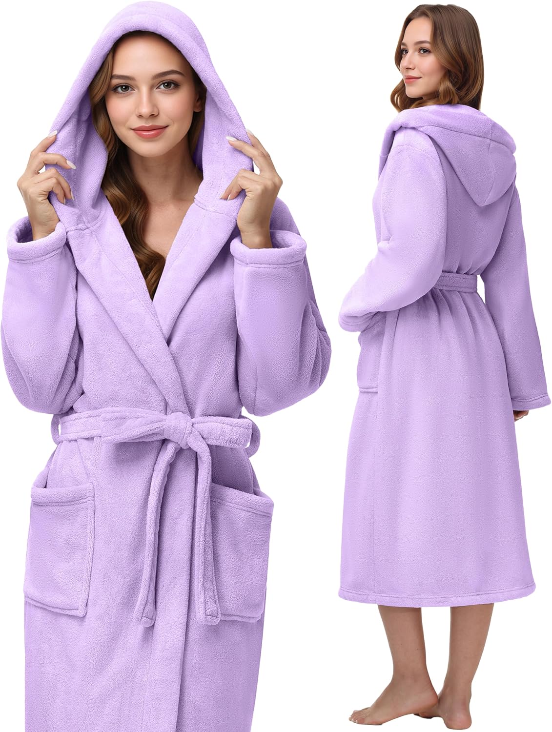 Detalle de Eonkasp Hooded Fleece Bathrobe