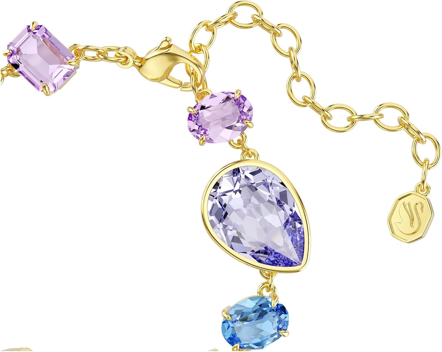 Detalle de Swarovski Braccialetto Gema: elegance dorata con taglio misto e multicolore