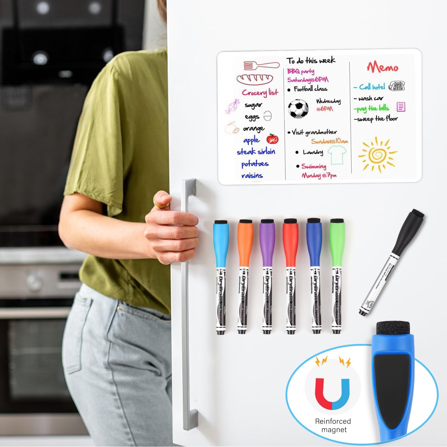 Thumbnail 1 de Autoau Whiteboard Marker – 15 Farben Magnetisch mit Radiergummi