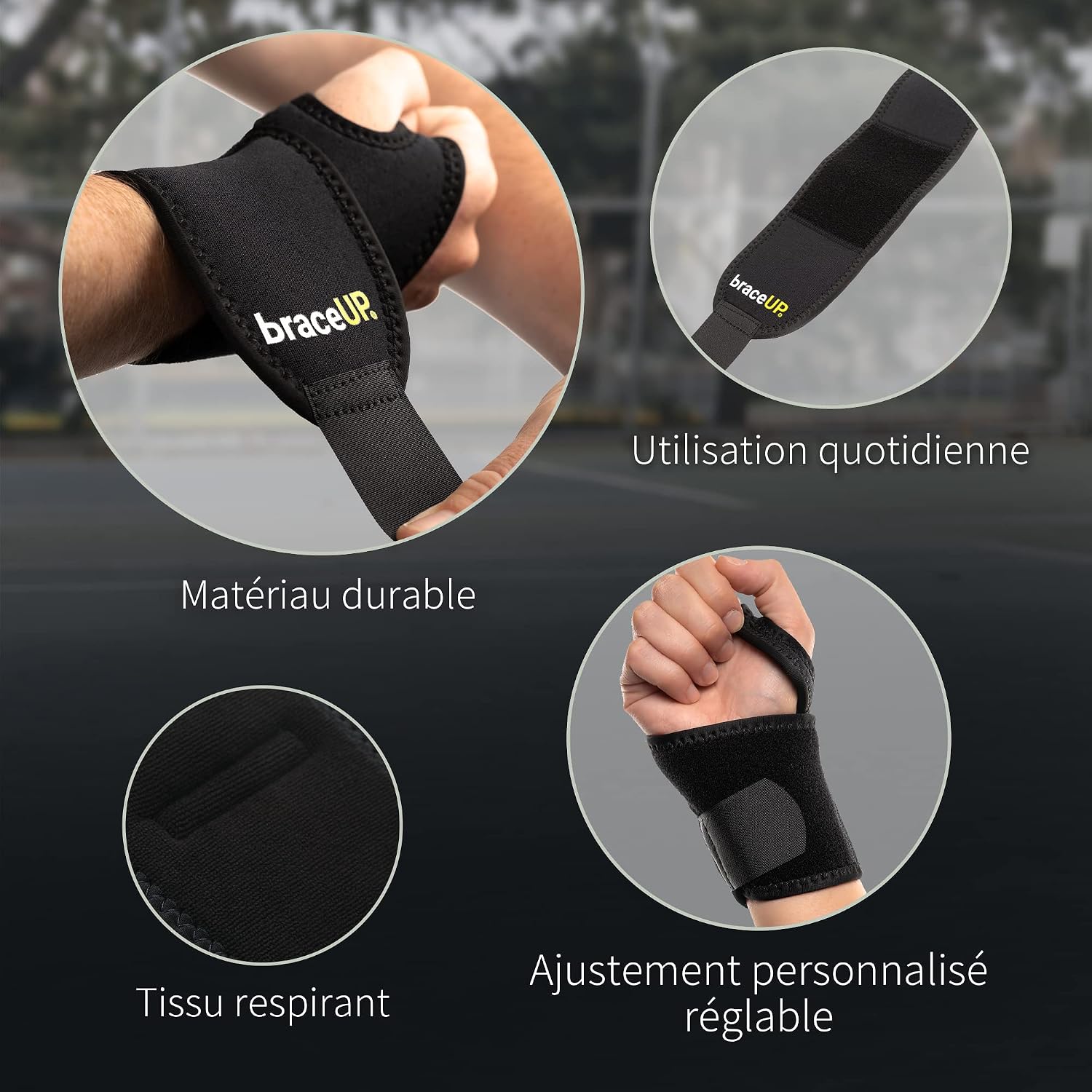 Detalle de BraceUP Attelle Poignet – Bande de compression, orthèse poignet, soutien ajustable pour sport et rééducation