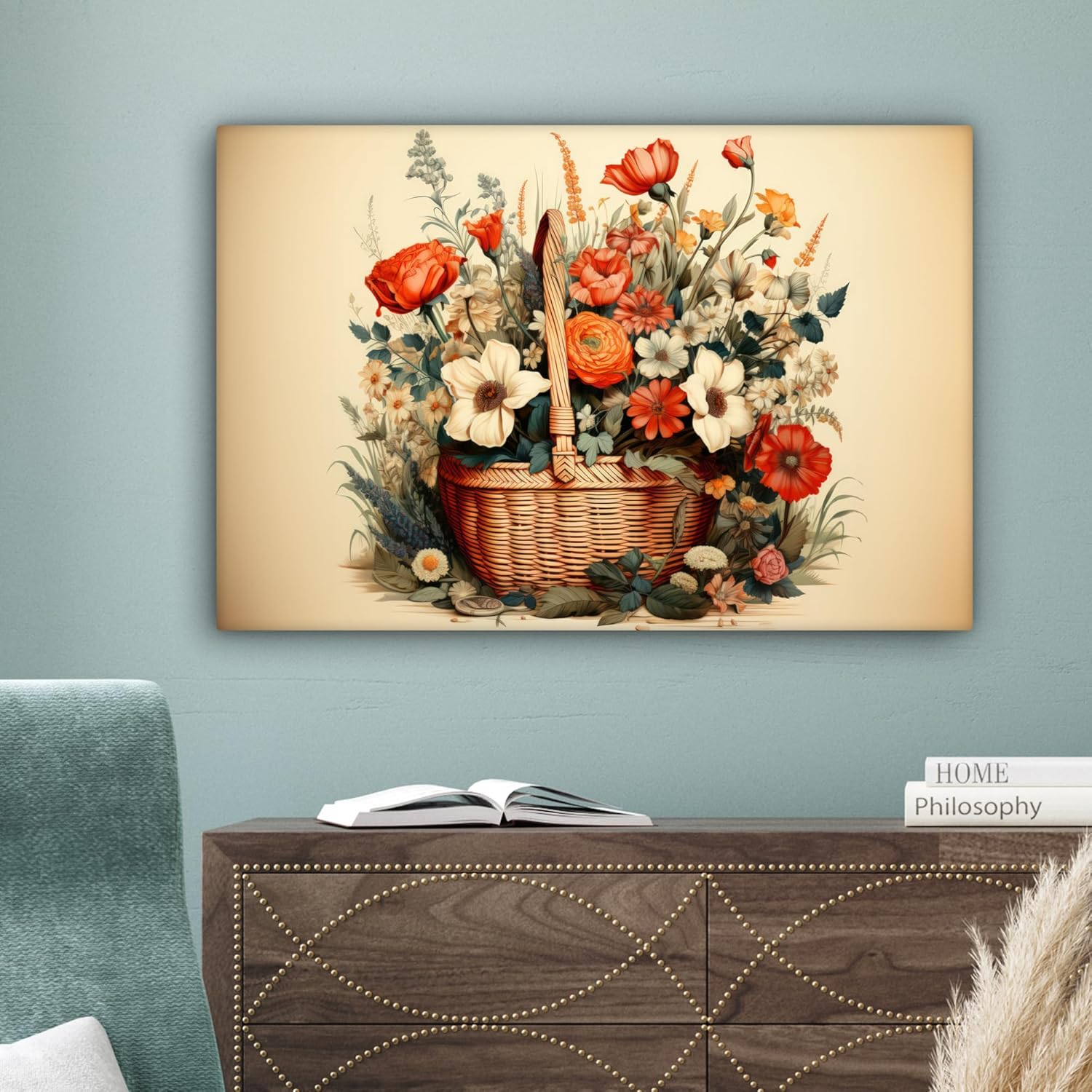 Thumbnail 6 de MuchoWow Impression sur Toile 60x40 cm Fleurs beige 🎨