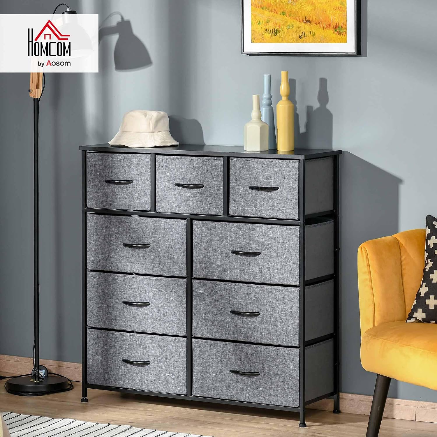 Detalle 2 de HOMCOM Commode 9 tiroirs 100 x 30 x 100 cm