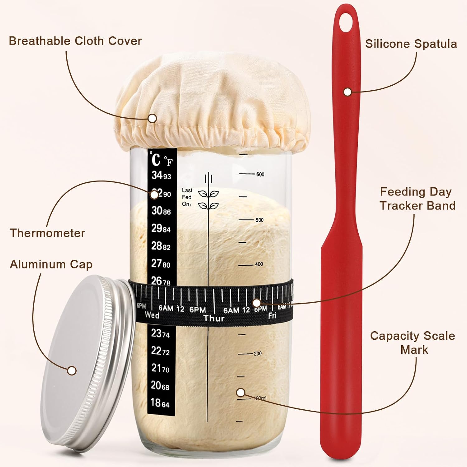 Thumbnail 2 de Clheatky Sourdough Starter Set Complete Kit 11 Pcs